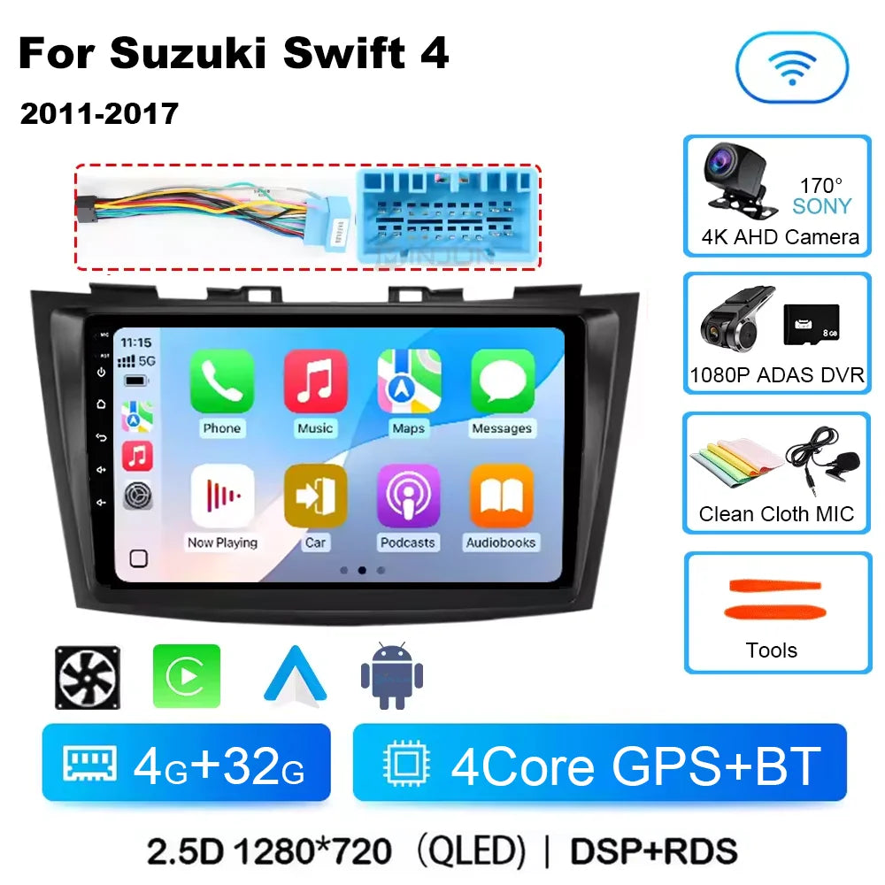 Android 14 for Suzuki Swift 4 2011 - 2017 Qualcomm Car Multimedia Player Stereo GPS Navigation BT WIFI car accessories tools