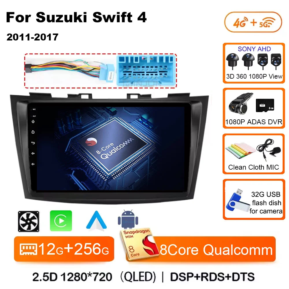Android 14 for Suzuki Swift 4 2011 - 2017 Qualcomm Car Multimedia Player Stereo GPS Navigation BT WIFI car accessories tools