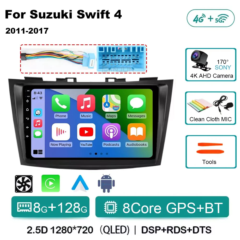 Android 14 for Suzuki Swift 4 2011 - 2017 Qualcomm Car Multimedia Player Stereo GPS Navigation BT WIFI car accessories tools