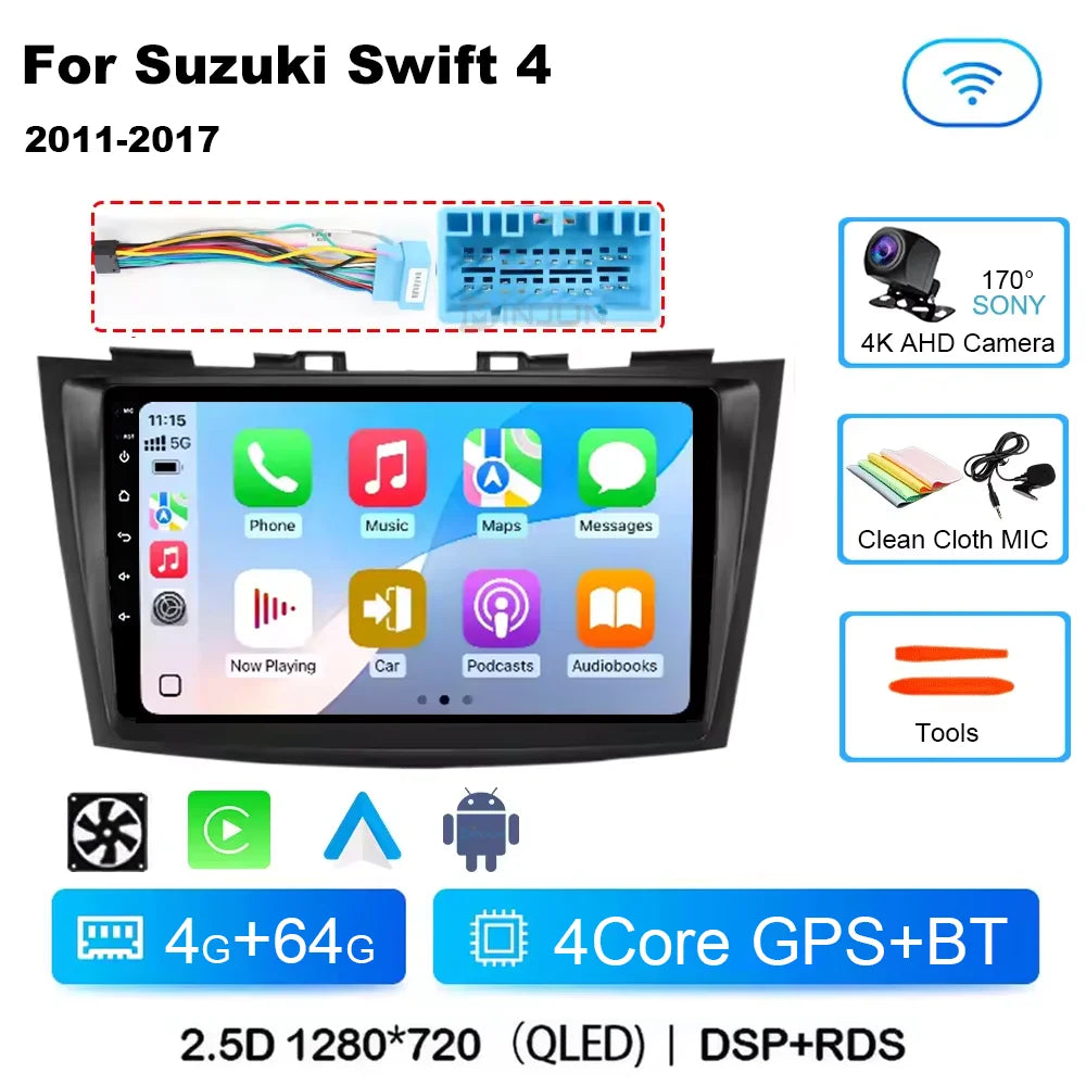 Android 14 for Suzuki Swift 4 2011 - 2017 Qualcomm Car Multimedia Player Stereo GPS Navigation BT WIFI car accessories tools