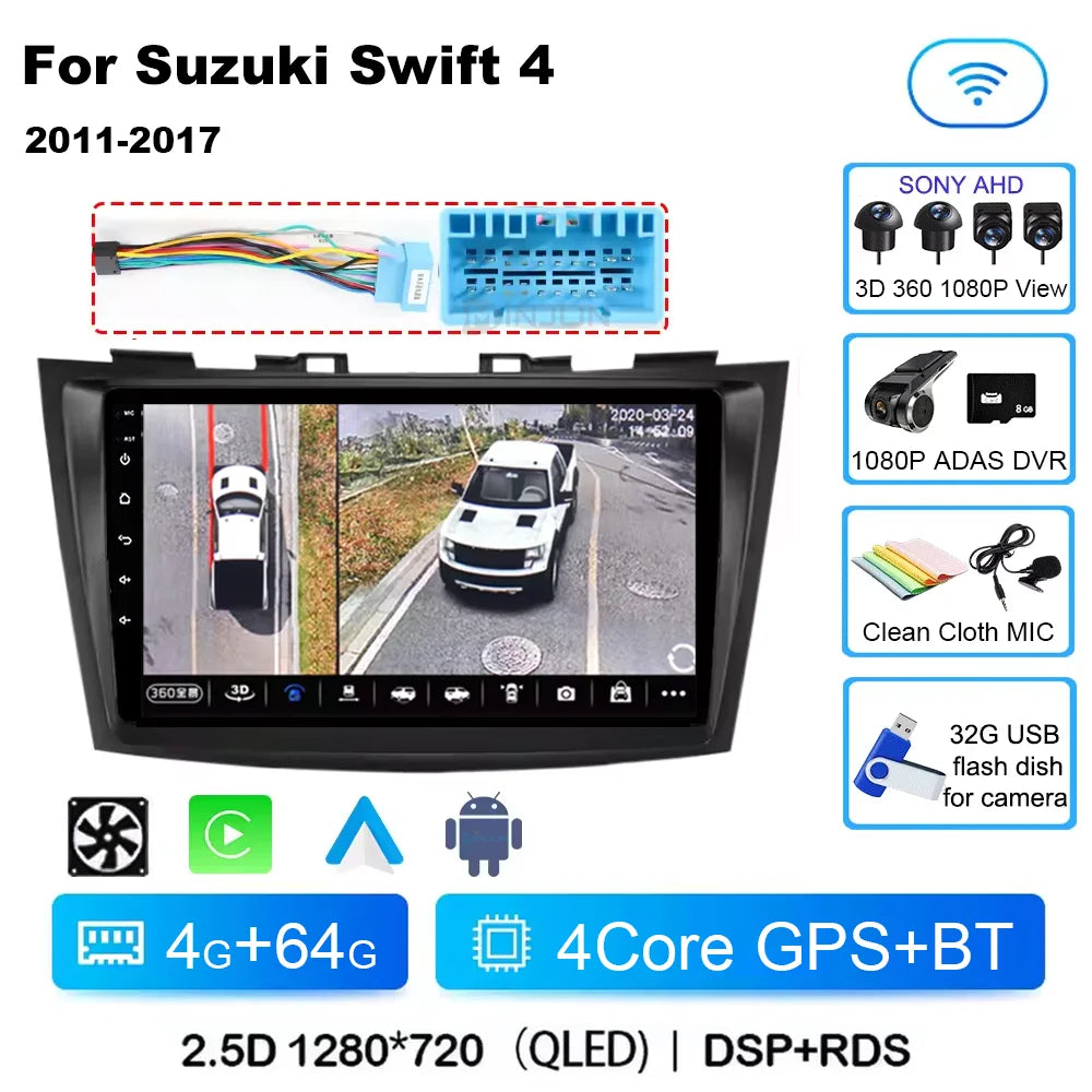 Android 14 for Suzuki Swift 4 2011 - 2017 Qualcomm Car Multimedia Player Stereo GPS Navigation BT WIFI car accessories tools