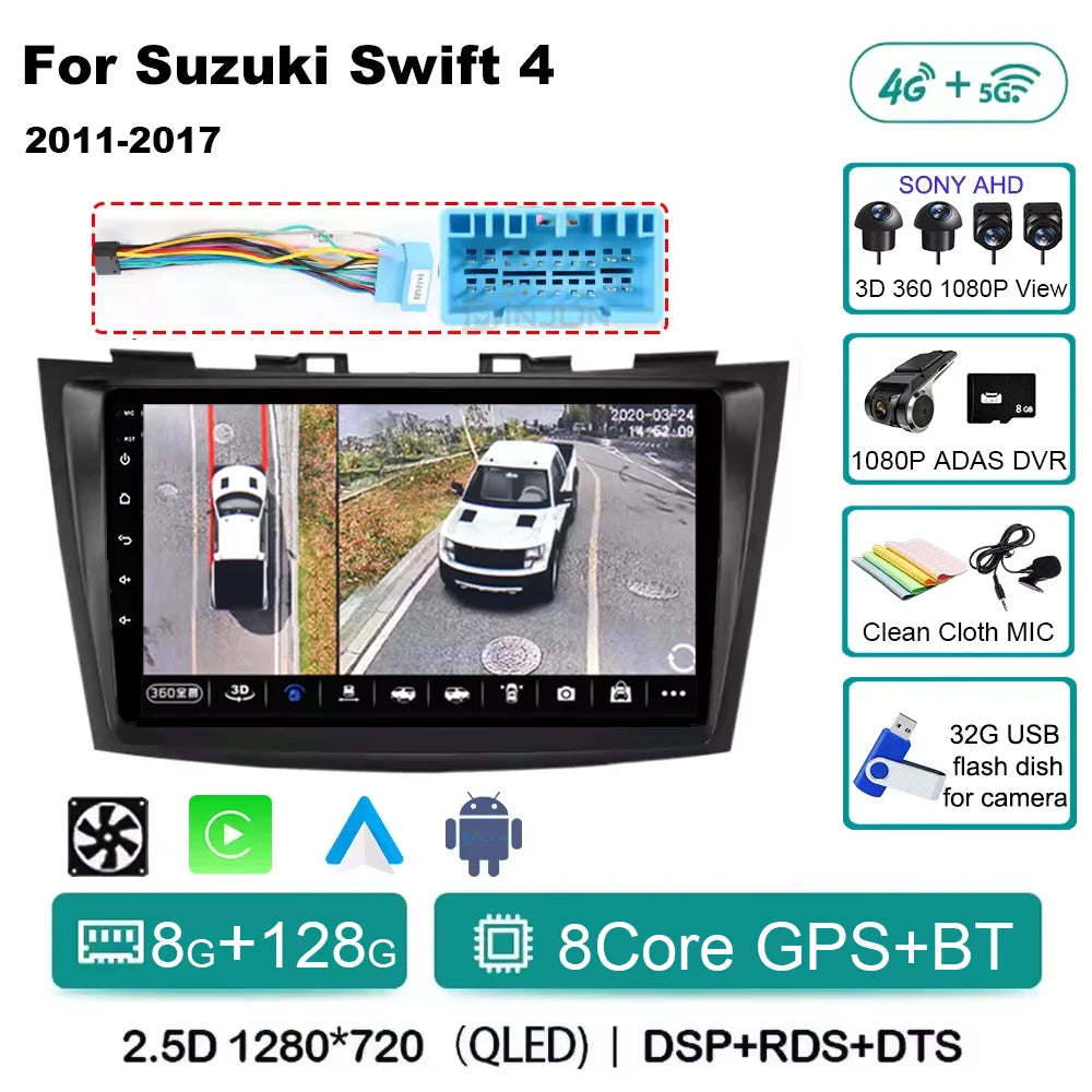 Android 14 for Suzuki Swift 4 2011 - 2017 Qualcomm Car Multimedia Player Stereo GPS Navigation BT WIFI car accessories tools